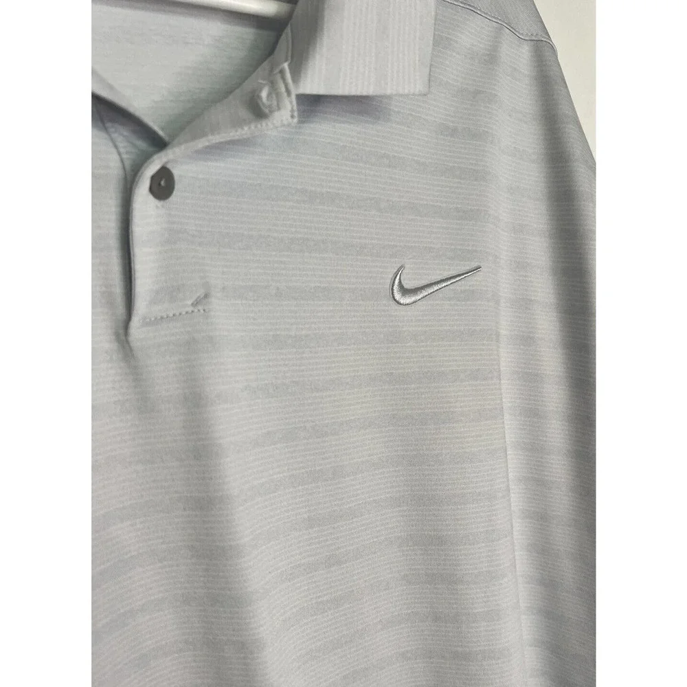 Nike Dri Fit Gray Polo Shirt Mens Collar Pullover Strech Size‎ 2XL